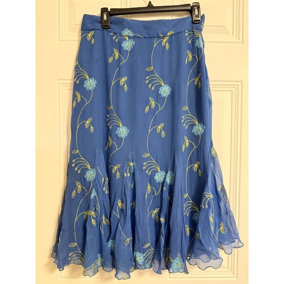 Ann Klein Silk Skirt SZ 8 Boho Flared Casual Chic Career Fairygoth Whimsy - Picture 4 of 5